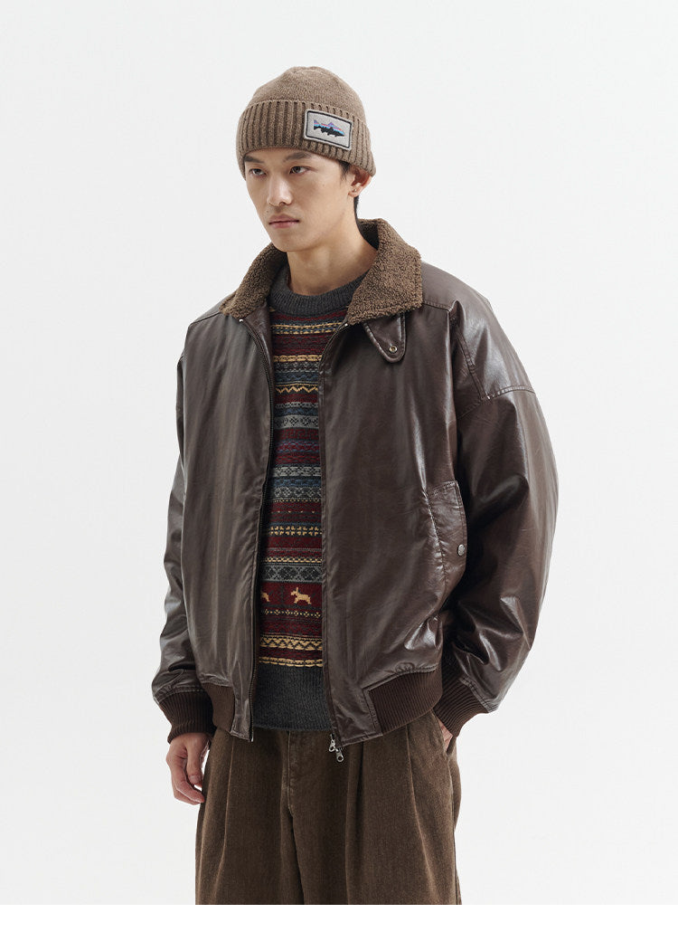BUTTBILL FW25 Men's Heavyweight Faux Shearling Leather Thinsulate™ Jacket053