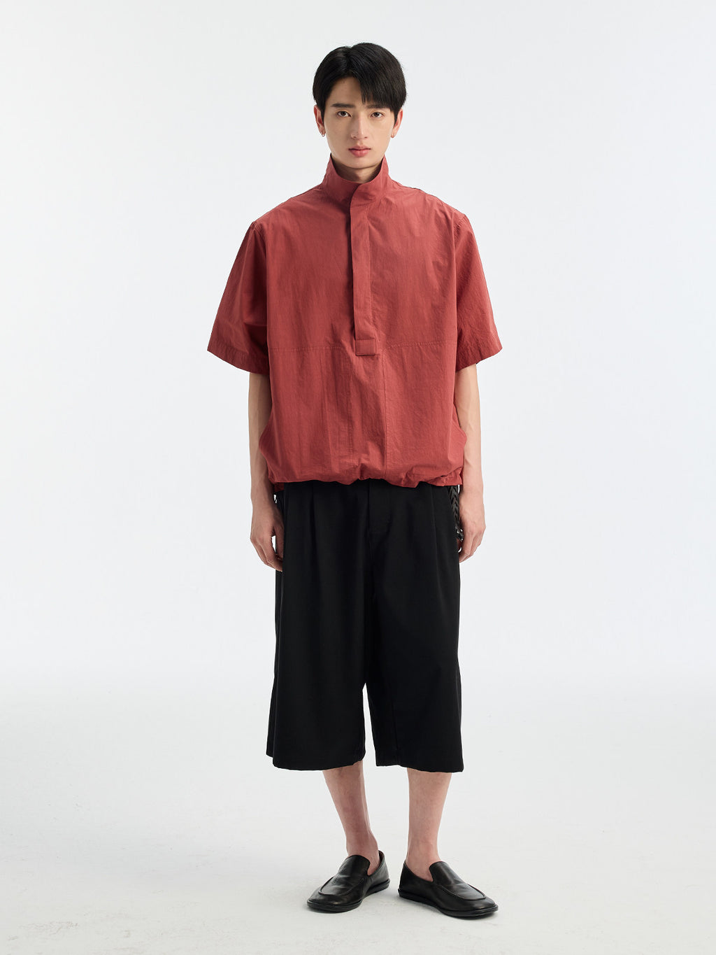 BUTTBILL SS26 80s High-Density Long-Staple Cotton Half-Placket Shirt