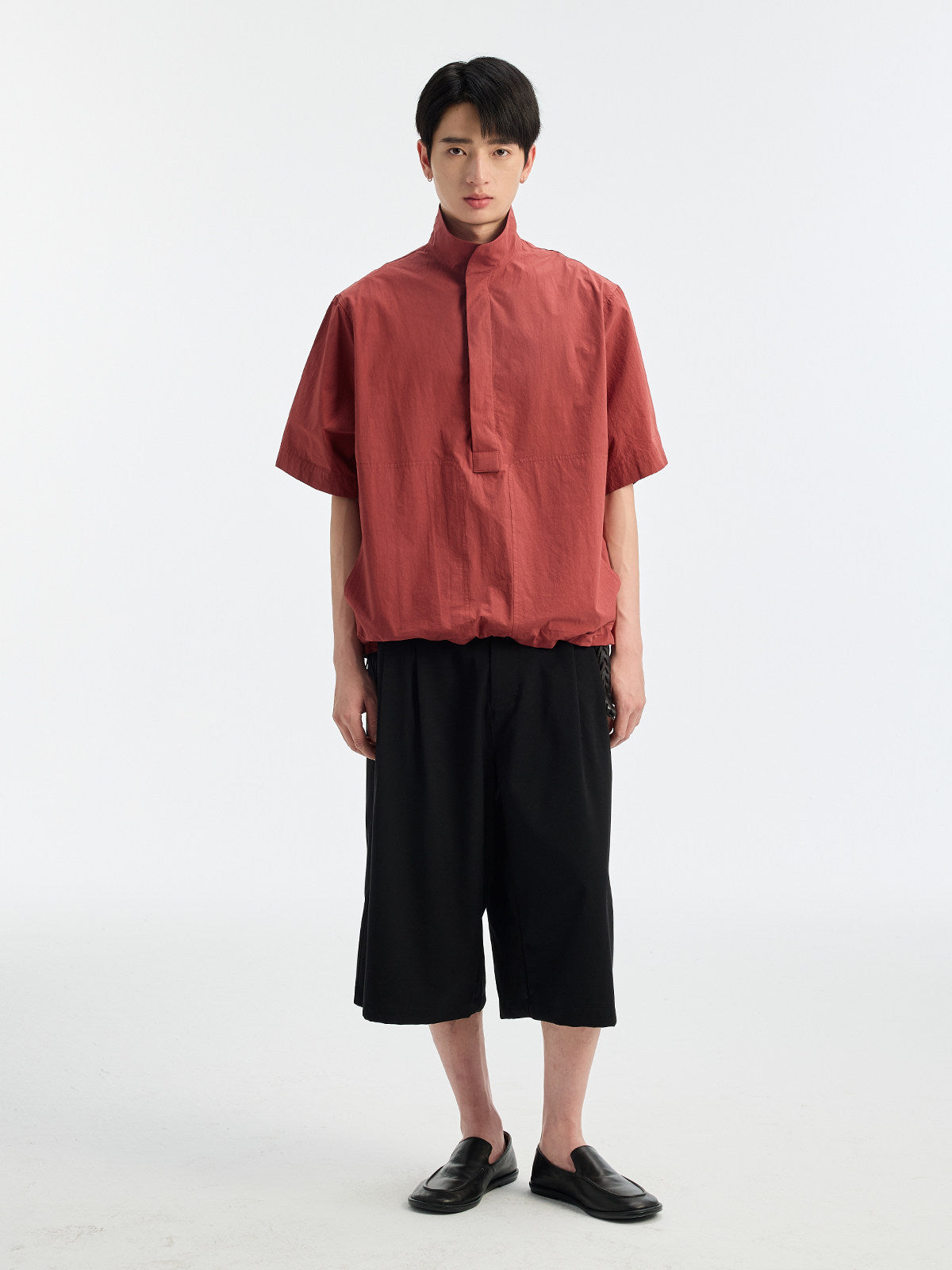BUTTBILL SS26 80s High-Density Long-Staple Cotton Half-Placket Shirt