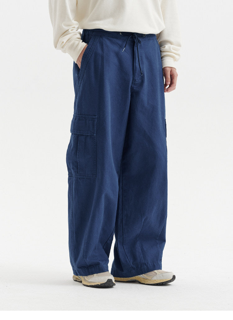 BUTTBILL Men's Heavyweight Cotton Canvas Wide-Leg Utility Trousers063
