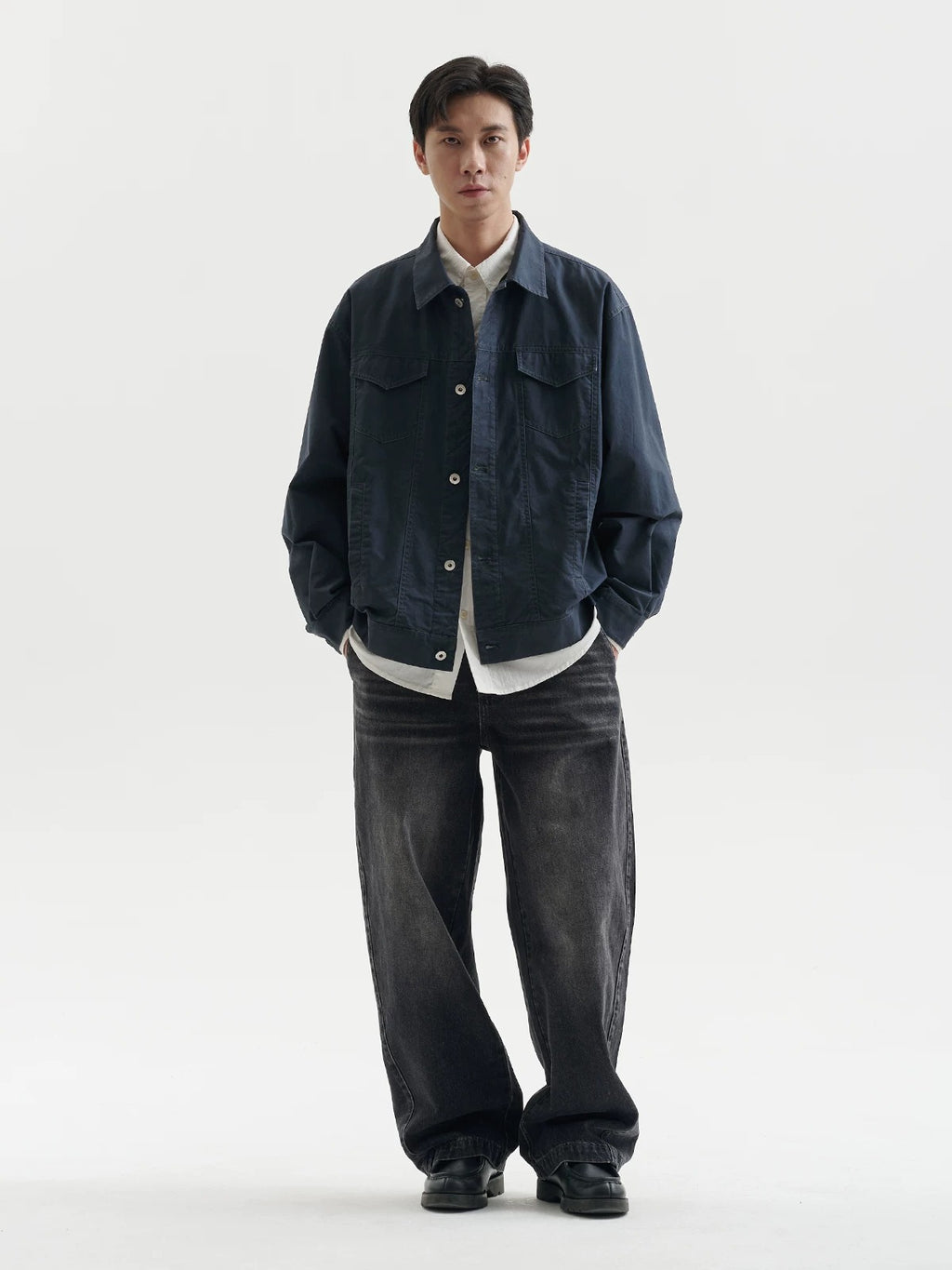 BUTTBILL Unisex Vintage Whiskered Washed Denim Relaxed Jeans106