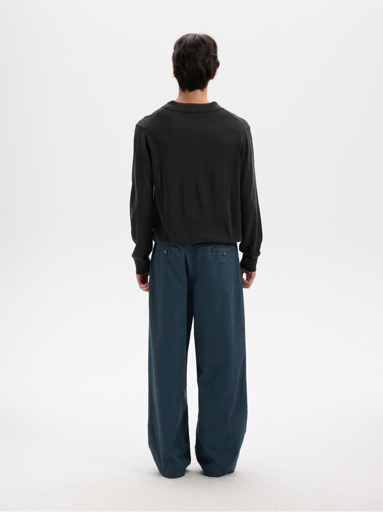BUTTBILL Old Money Tencel-Blend Long-Sleeve Knit Polo041