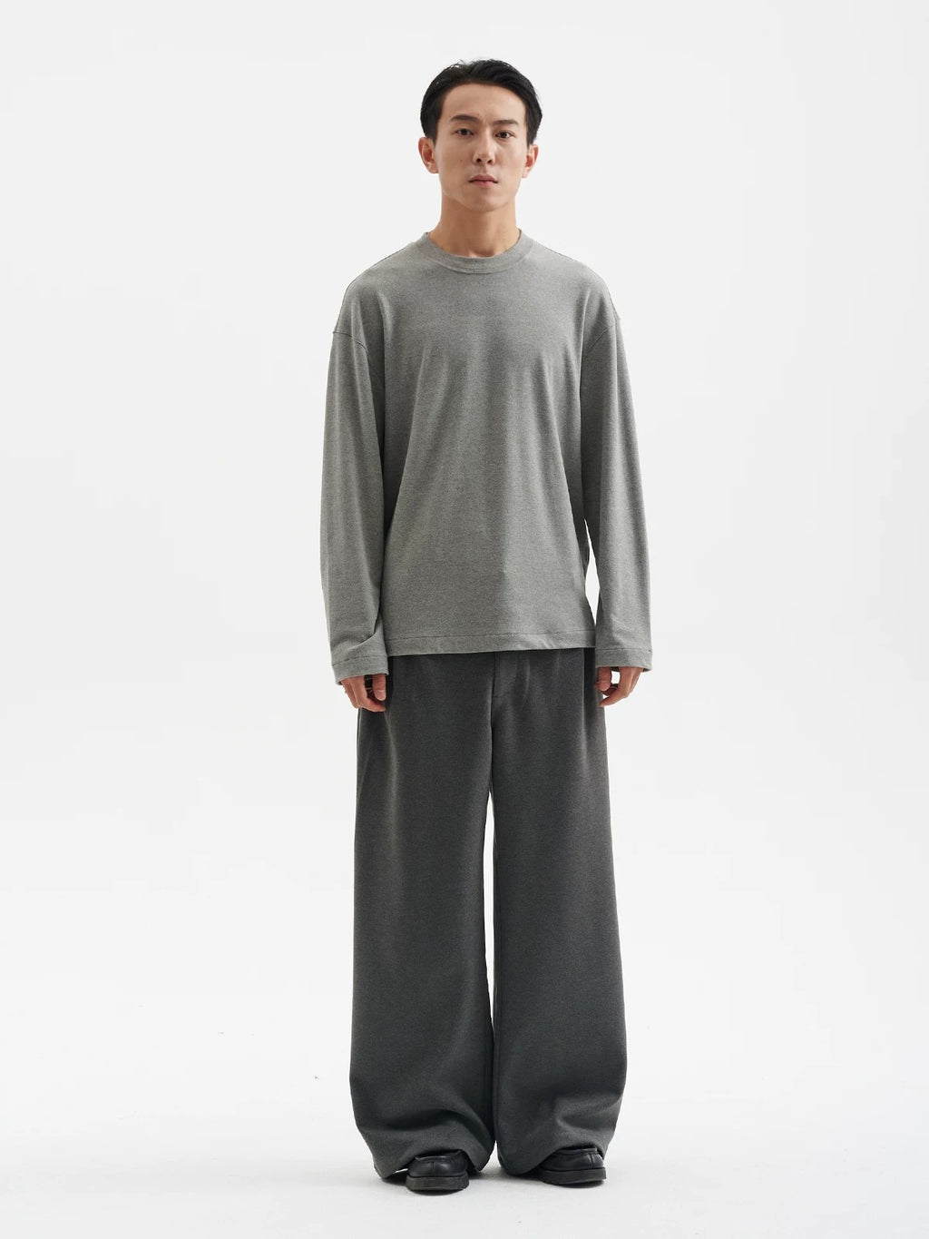 BUTTBILL Unisex Vintage Woolen Wide-Leg Relaxed Trousers085