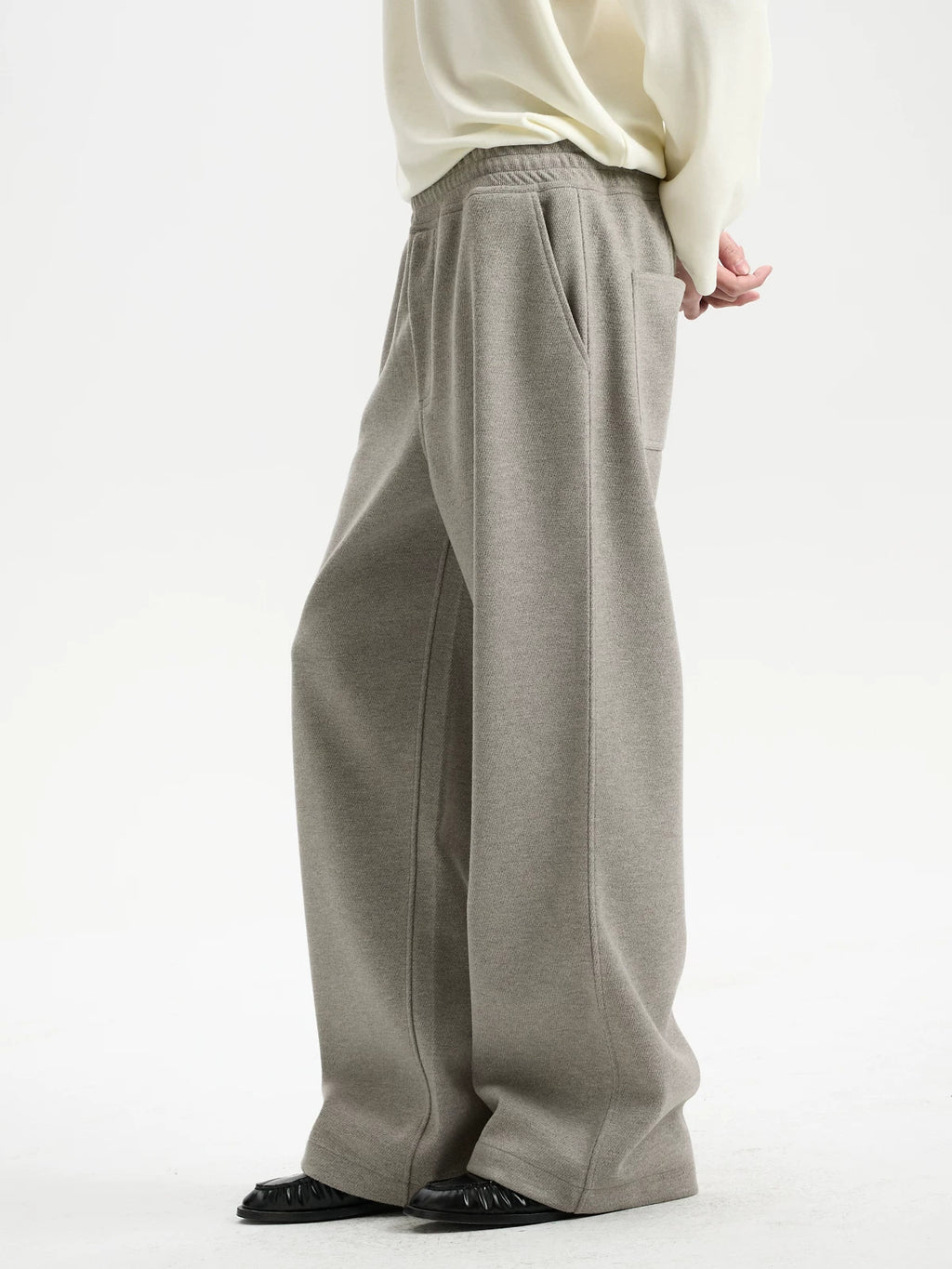BUTTBILL Relaxed Straight-Leg Knit Pants – Soft Textured Wide-Leg Drawstring Trousers for Everyday Casual Wear#129