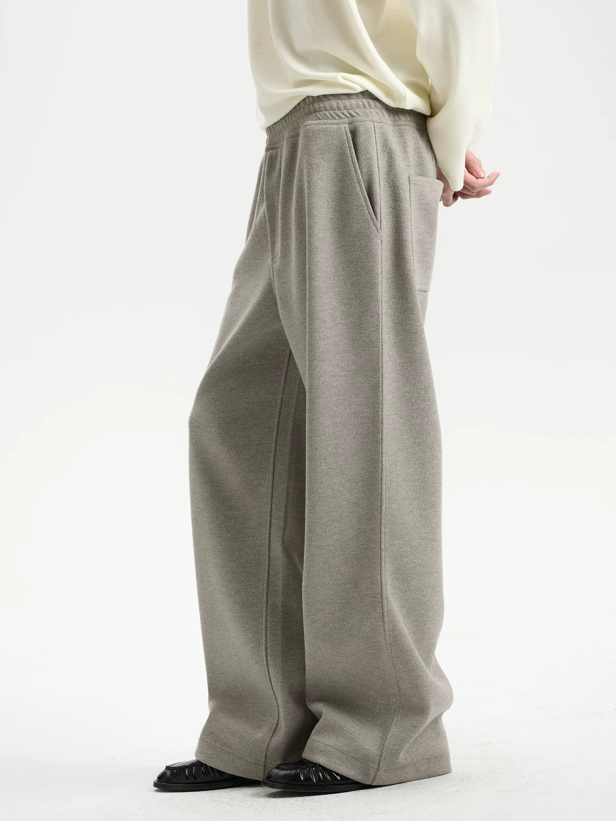 BUTTBILL Relaxed Straight-Leg Knit Pants – Soft Textured Wide-Leg Drawstring Trousers for Everyday Casual Wear#129