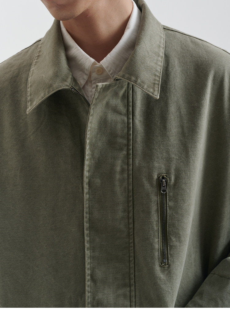 BUTTBILL Men's Faded Heavyweight Cotton Canvas Pocket Jacket107