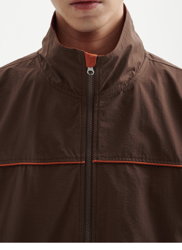 BUTTBILL Unisex Water-Repellent Retro Track Jacket with Mesh Lining093