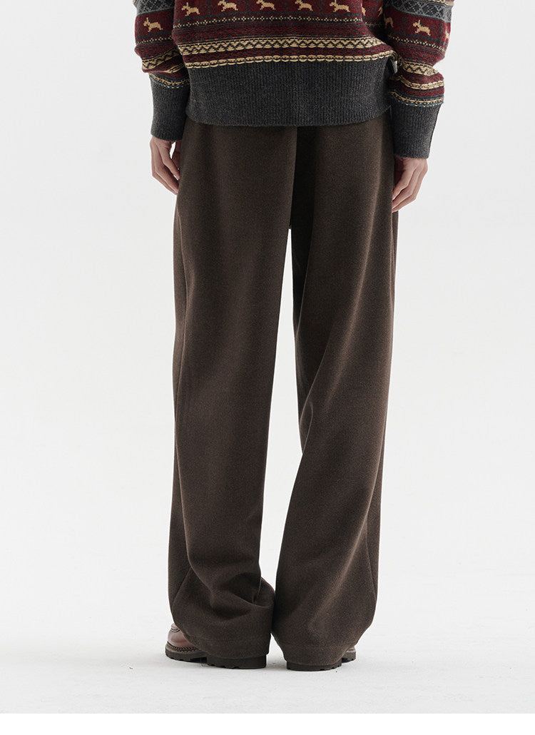 BUTTBILL FW25 Unisex Heavyweight Woolen Relaxed-Silhouette Trousers064