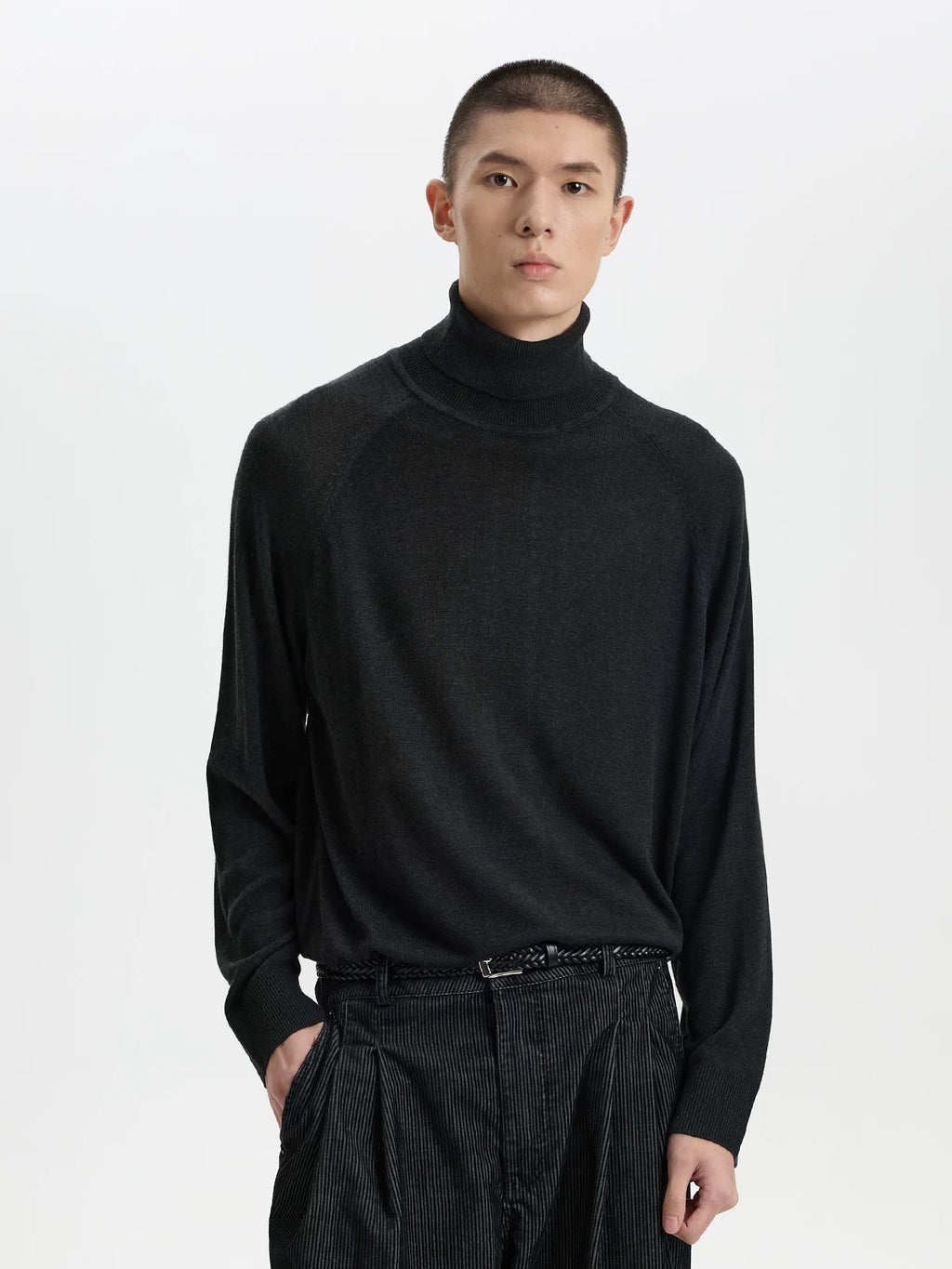 BUTTBILL Soft Wool-Blend Turtleneck Knit Sweater – Relaxed Raglan Sleeve Unisex Long Sleeve Pullover#133