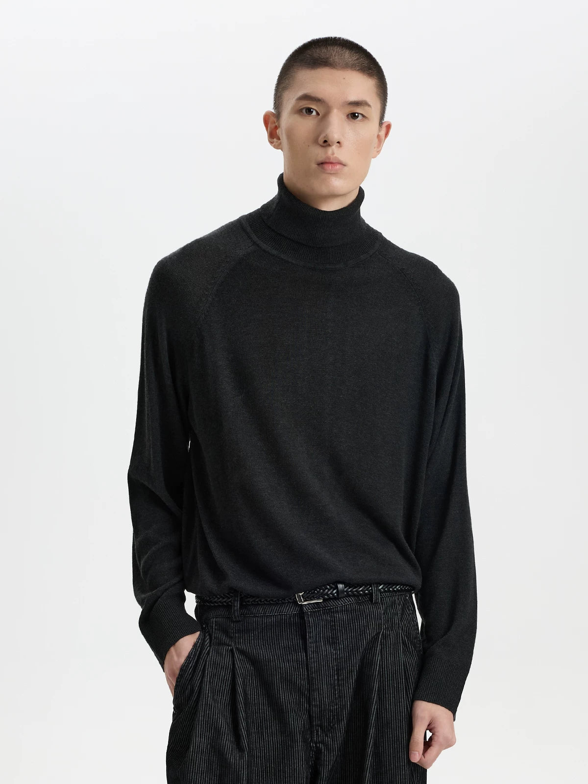 BUTTBILL Soft Wool-Blend Turtleneck Knit Sweater – Relaxed Raglan Sleeve Unisex Long Sleeve Pullover#133