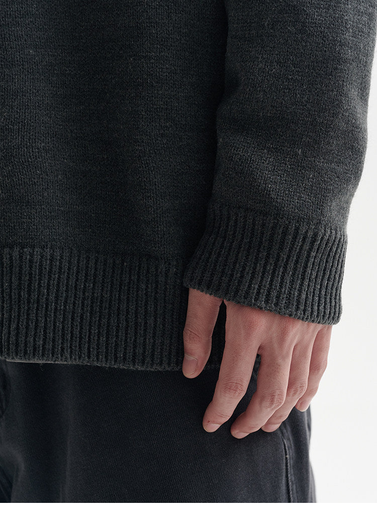 BUTTBILL Men's Minimalist Half-Placket Knit Hoodie111