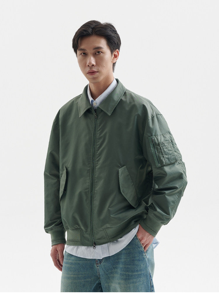 BUTTBILL Unisex Relaxed-Silhouette MA-1 Bomber Jacket with Utility Pockets087