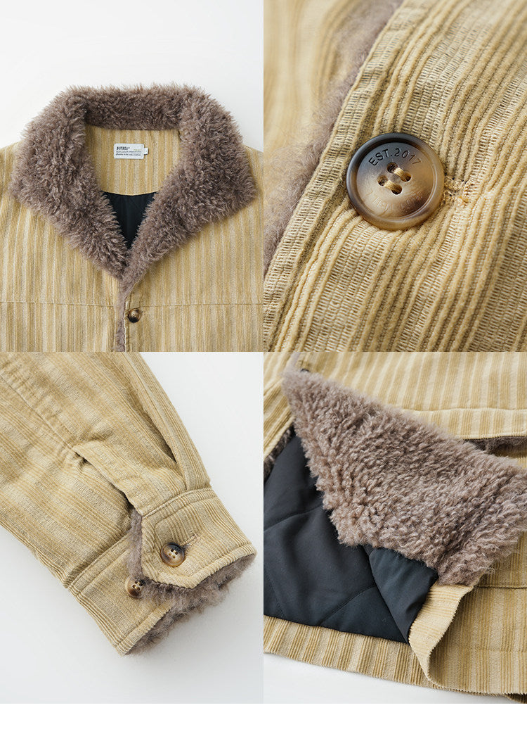 BUTTBILL FW25 Men's Heavyweight Enzyme-Washed Corduroy 3M™ Thinsulate™ Mid-Length Coat065