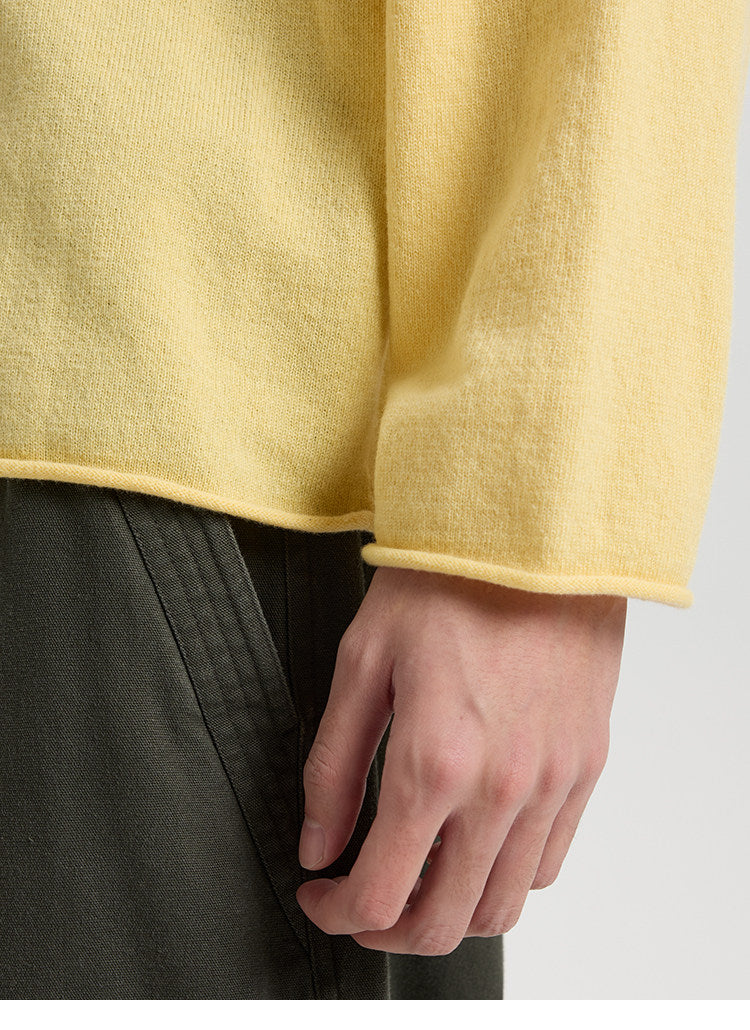BUTTBILL 17.5-Micron 100% Merino Wool Henley Knit Sweater – Relaxed Fit Lightweight Long Sleeve Pullover#120