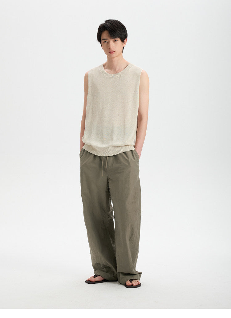 BUTTBILL Classic Tencel-Linen Blend Crewneck Knit Vest