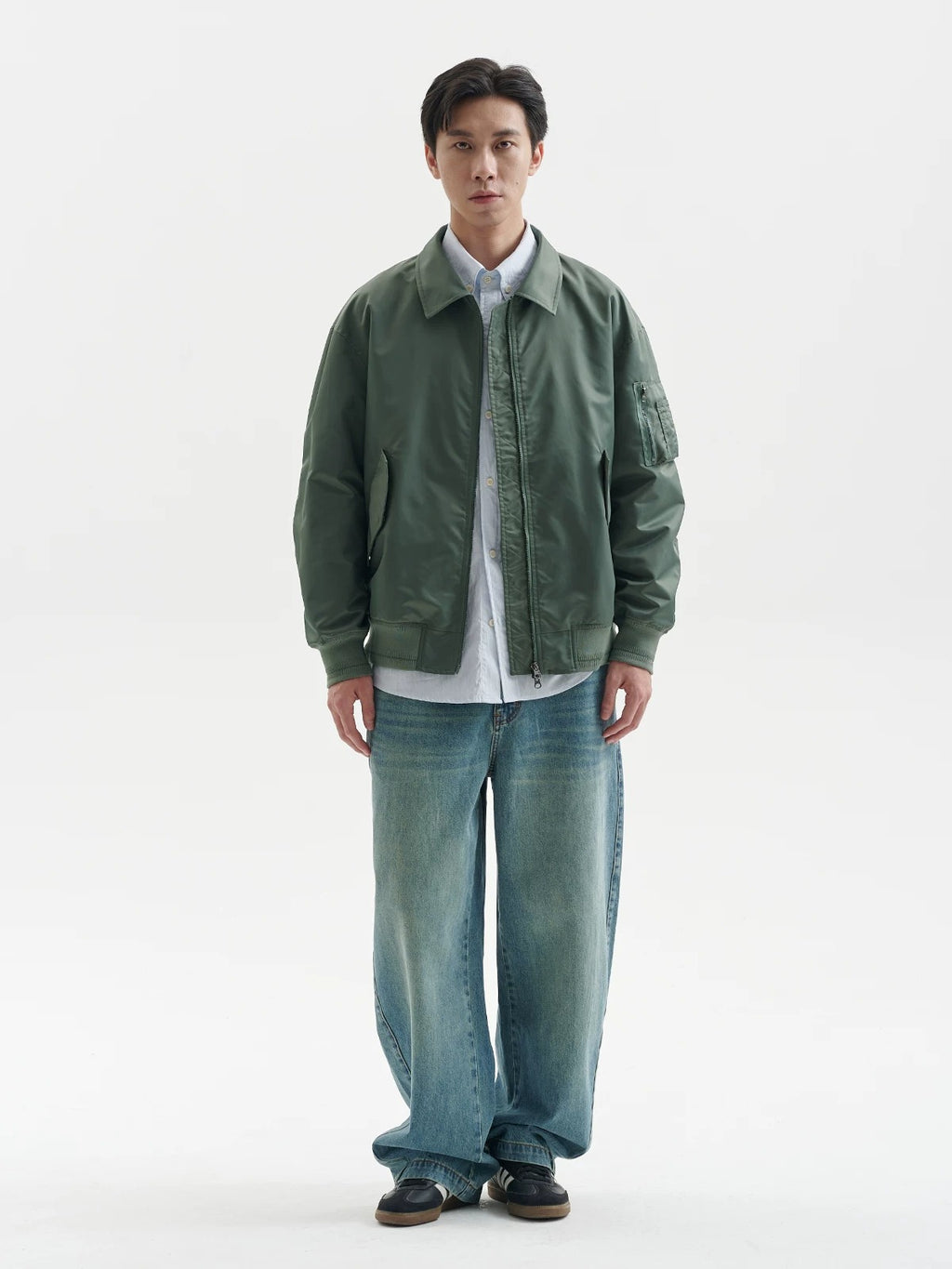 BUTTBILL Unisex Relaxed-Silhouette MA-1 Bomber Jacket with Utility Pockets087