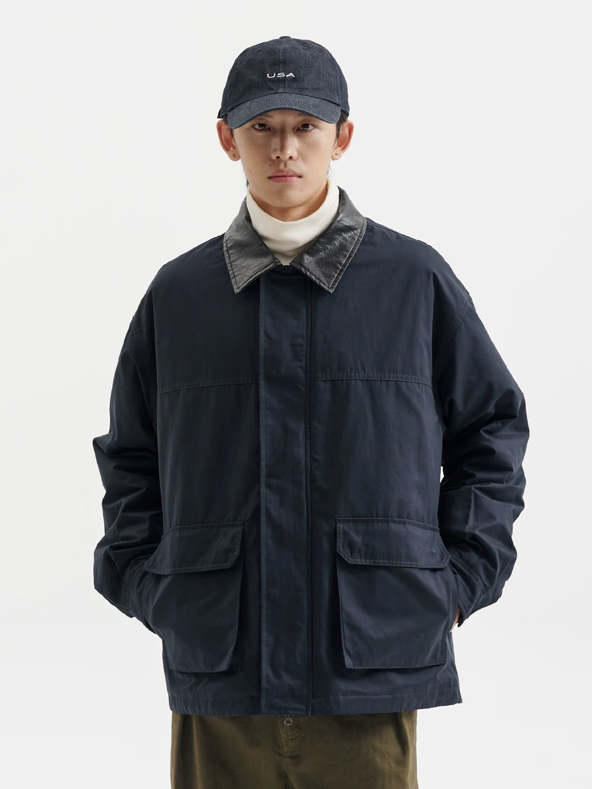 BUTTBILL Men's Leather-Collar 3M™ Thinsulate™ Water-Repellent Hunting Jacket081