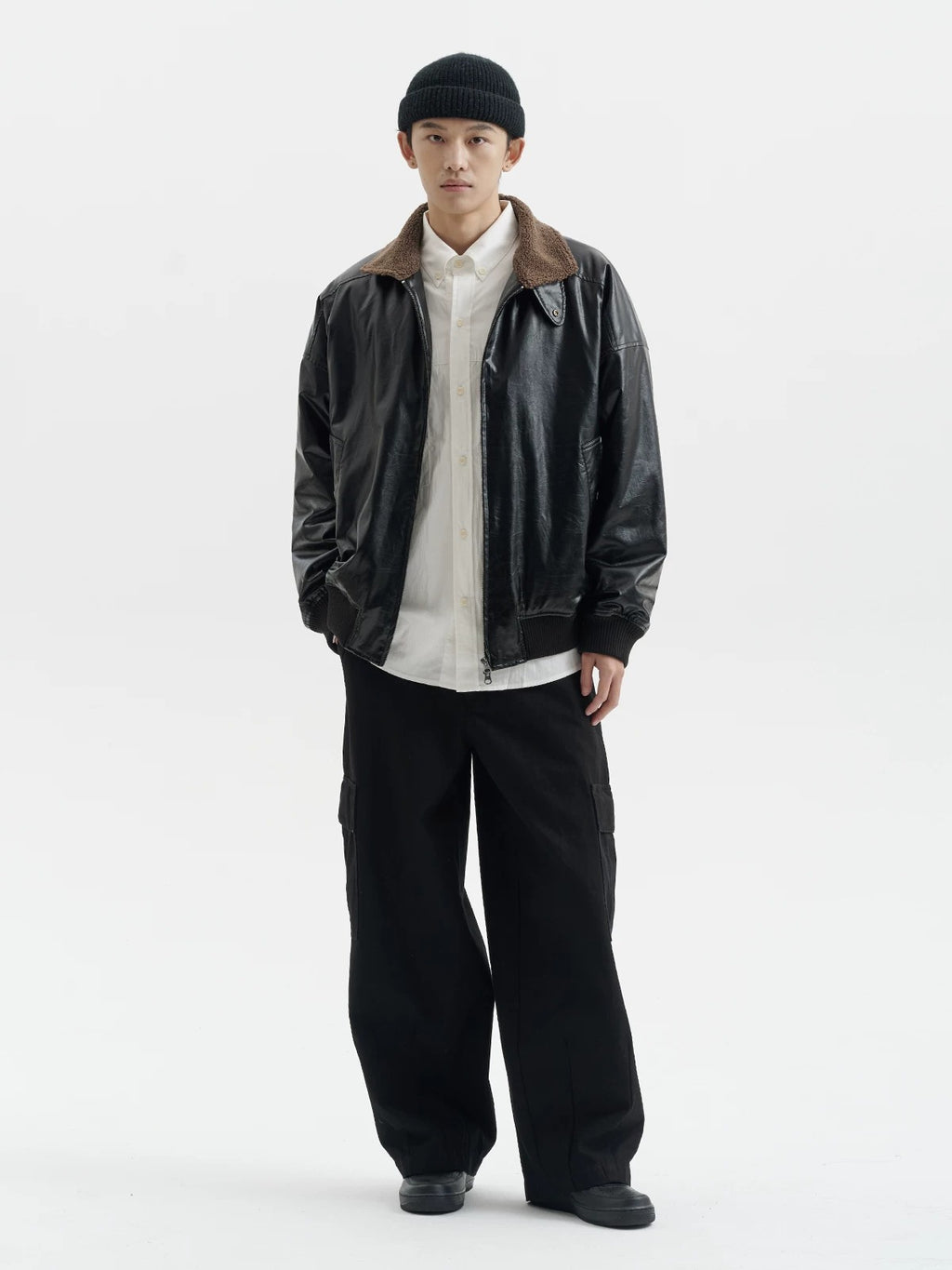 BUTTBILL Men's Heavyweight Cotton Canvas Wide-Leg Utility Trousers063