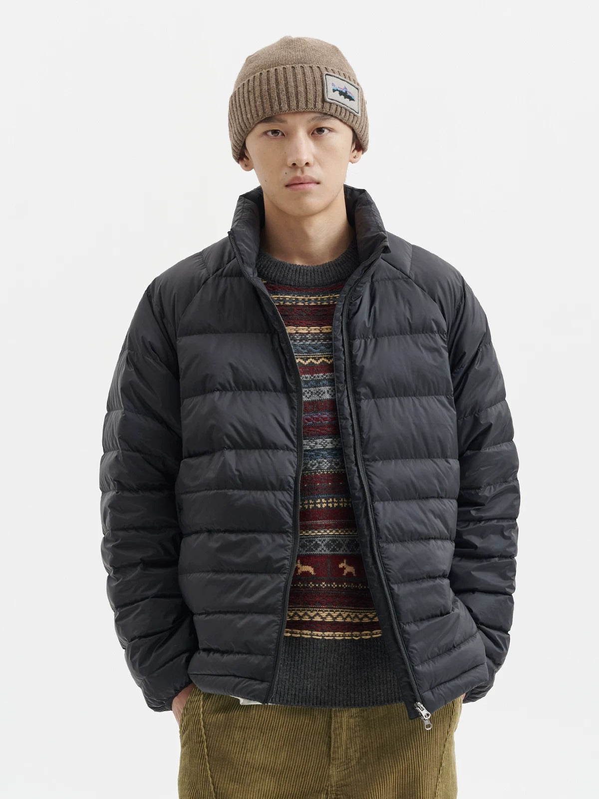 BUTTBILL FW25 Men's 90% White Duck Down Lightweight Channel-Quilted Jacket with Stand Collar051