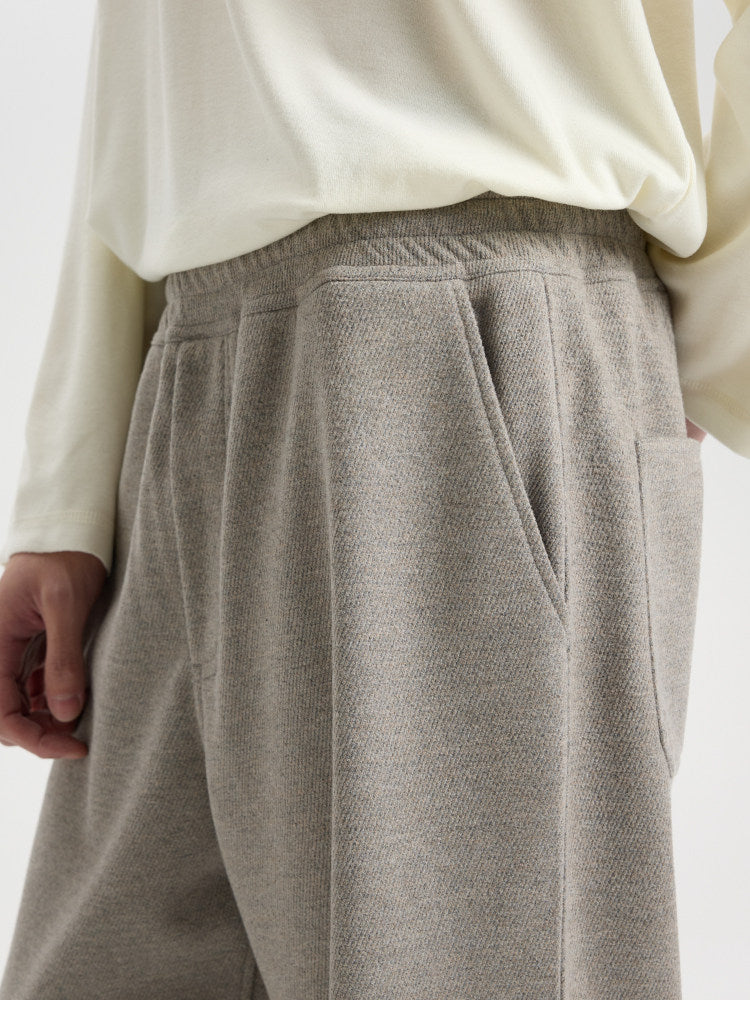 BUTTBILL Relaxed Straight-Leg Knit Pants – Soft Textured Wide-Leg Drawstring Trousers for Everyday Casual Wear#129