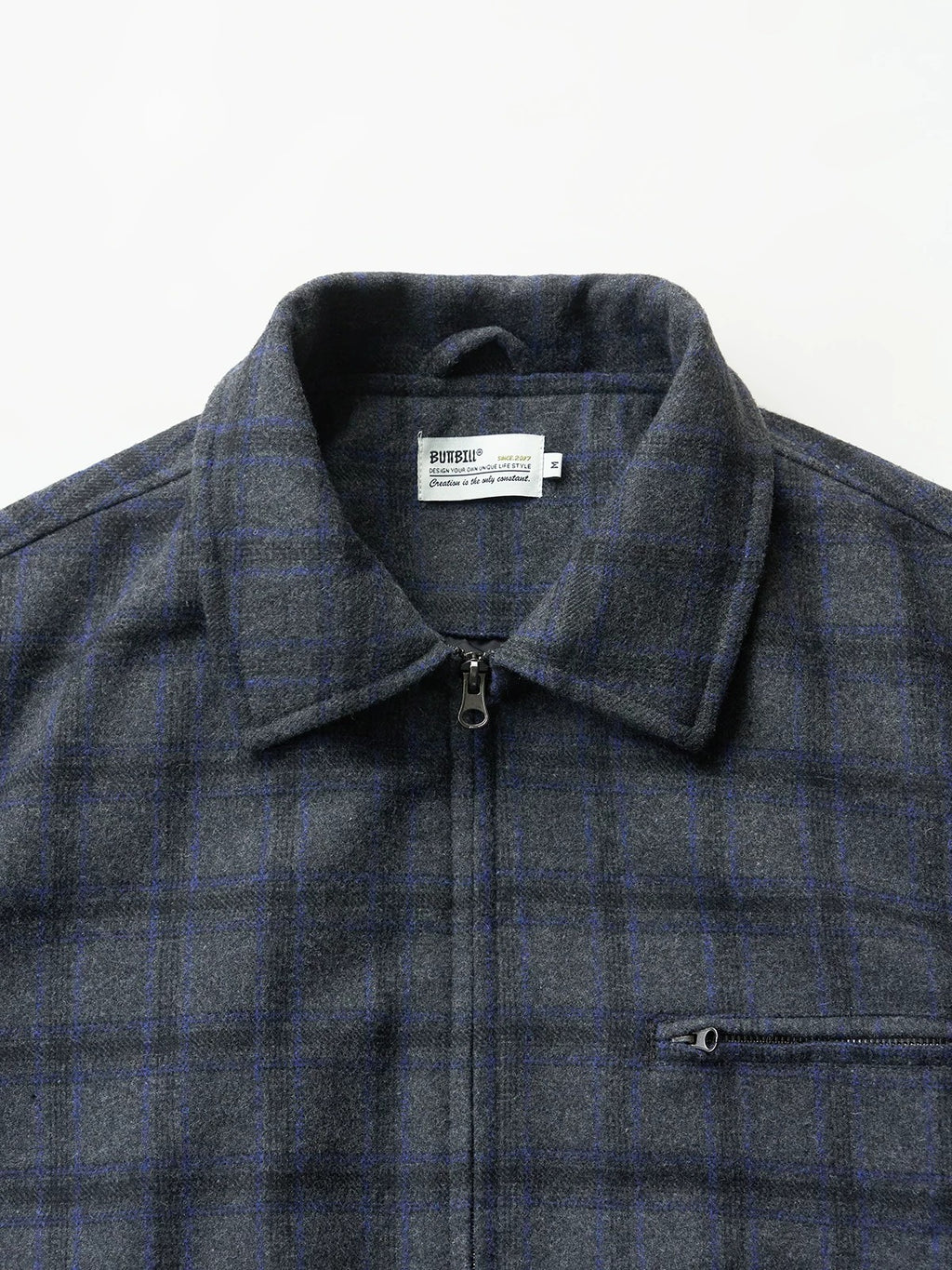 BUTTBILL Vintage Wool Relaxed Harrington Jacket with Classic Collar040