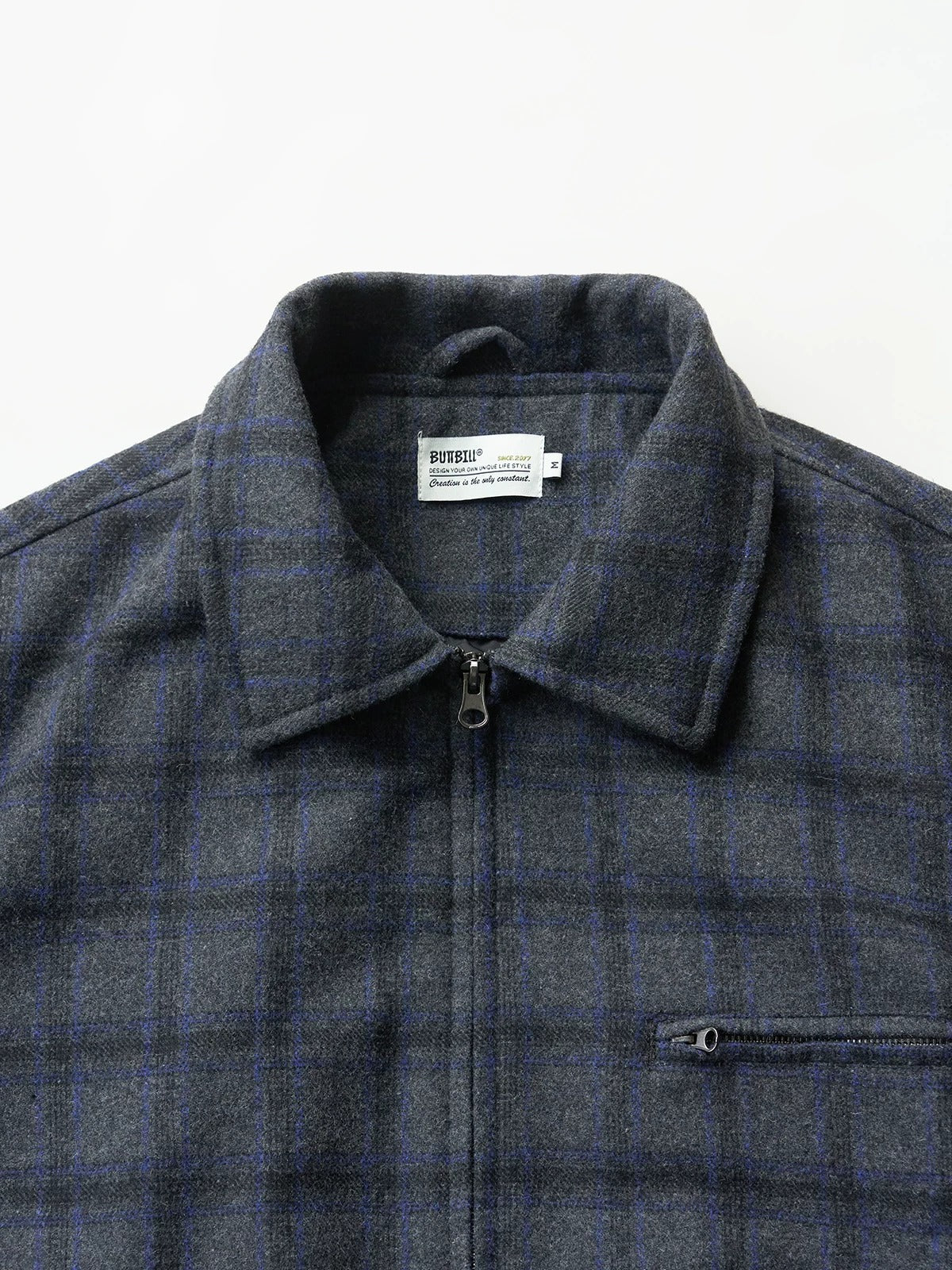 BUTTBILL Vintage Wool Relaxed Harrington Jacket with Classic Collar040
