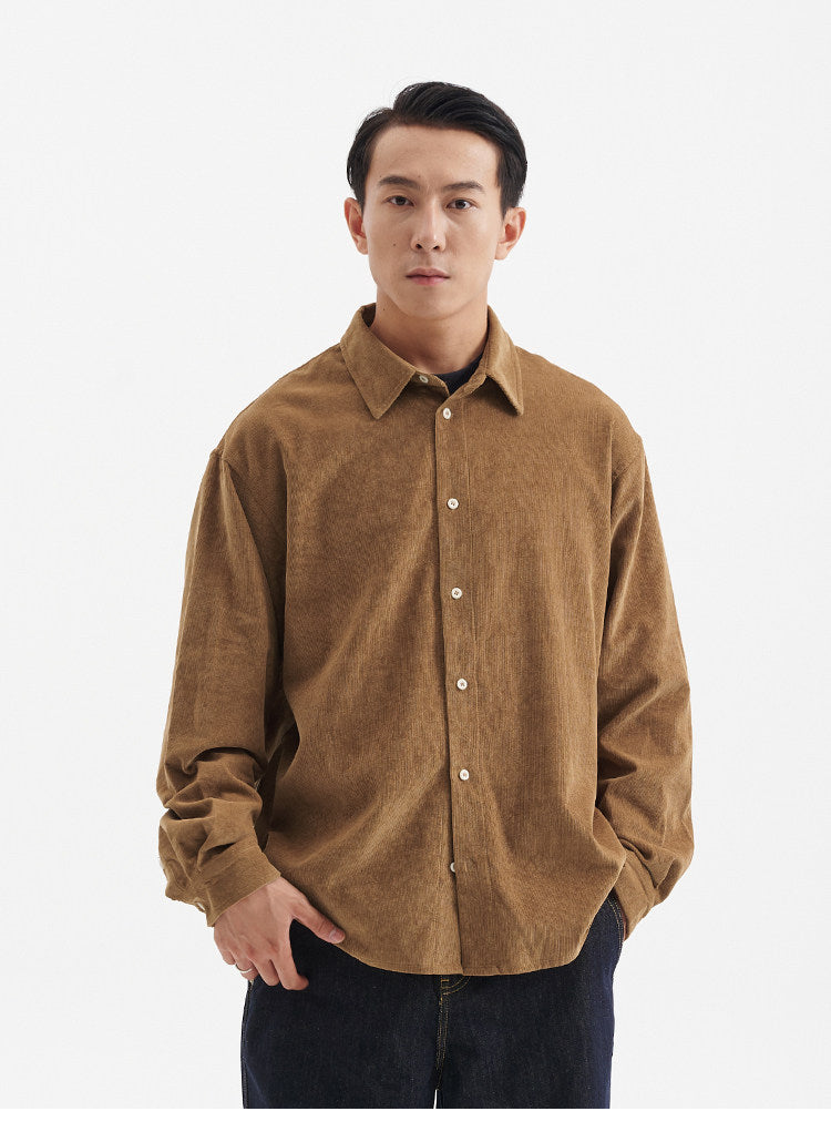 BUTTBILL Unisex 100% Cotton Corduroy Relaxed Overshirt078