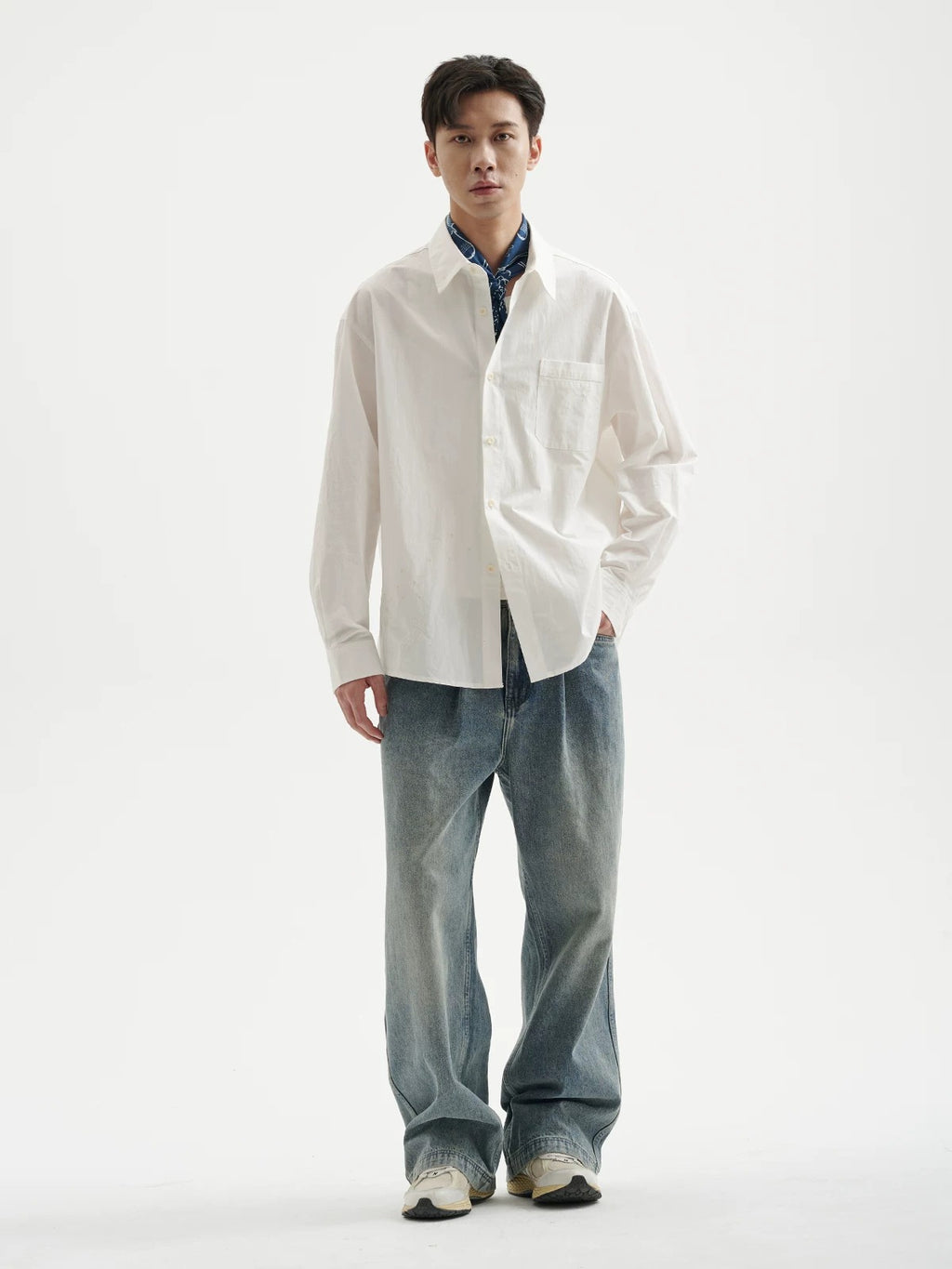 BUTTBILL Unisex Dandelion-Embroidered 100% Cotton Relaxed Overshirt089