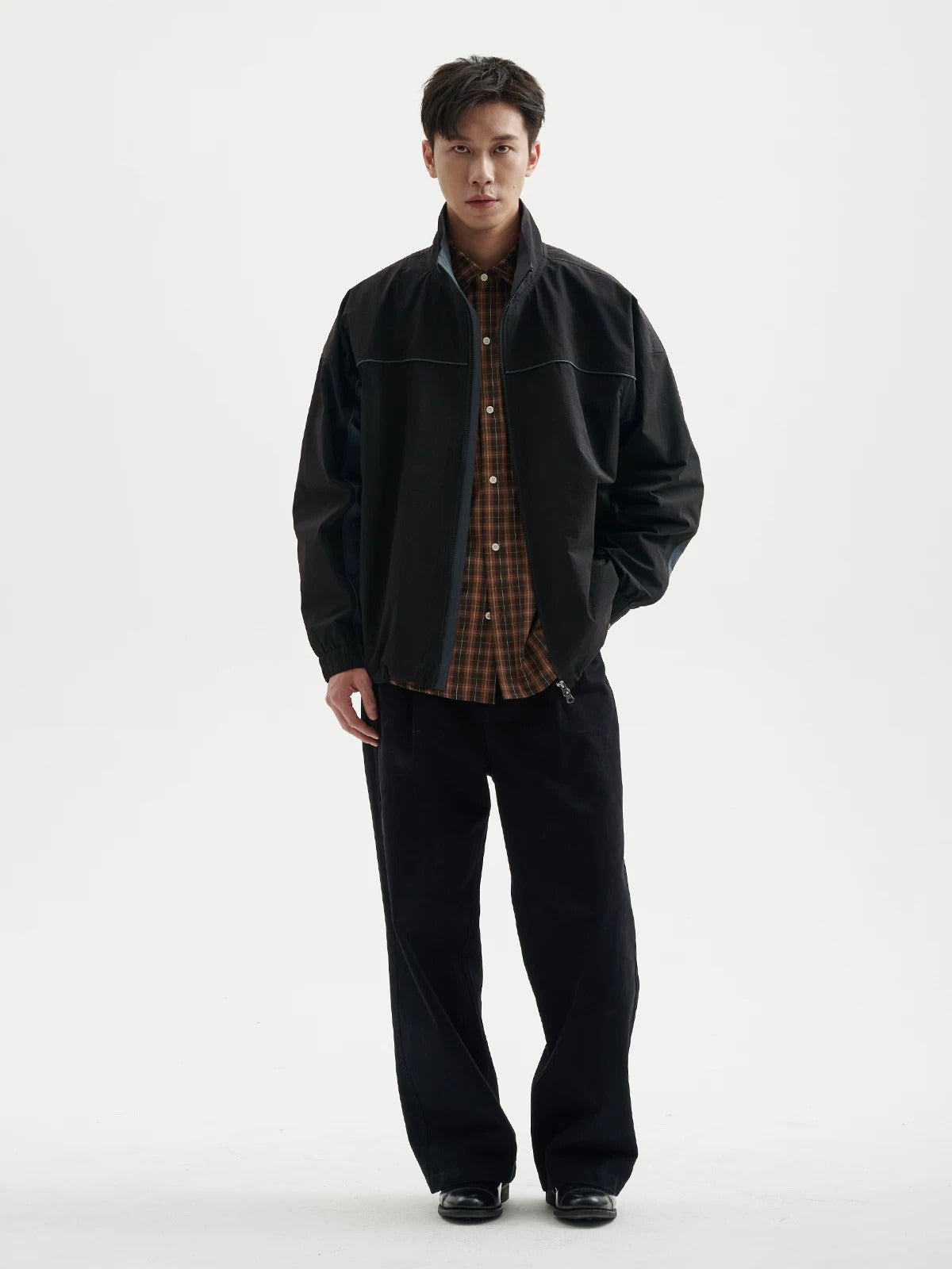 BUTTBILL Unisex Water-Repellent Retro Track Jacket with Mesh Lining093