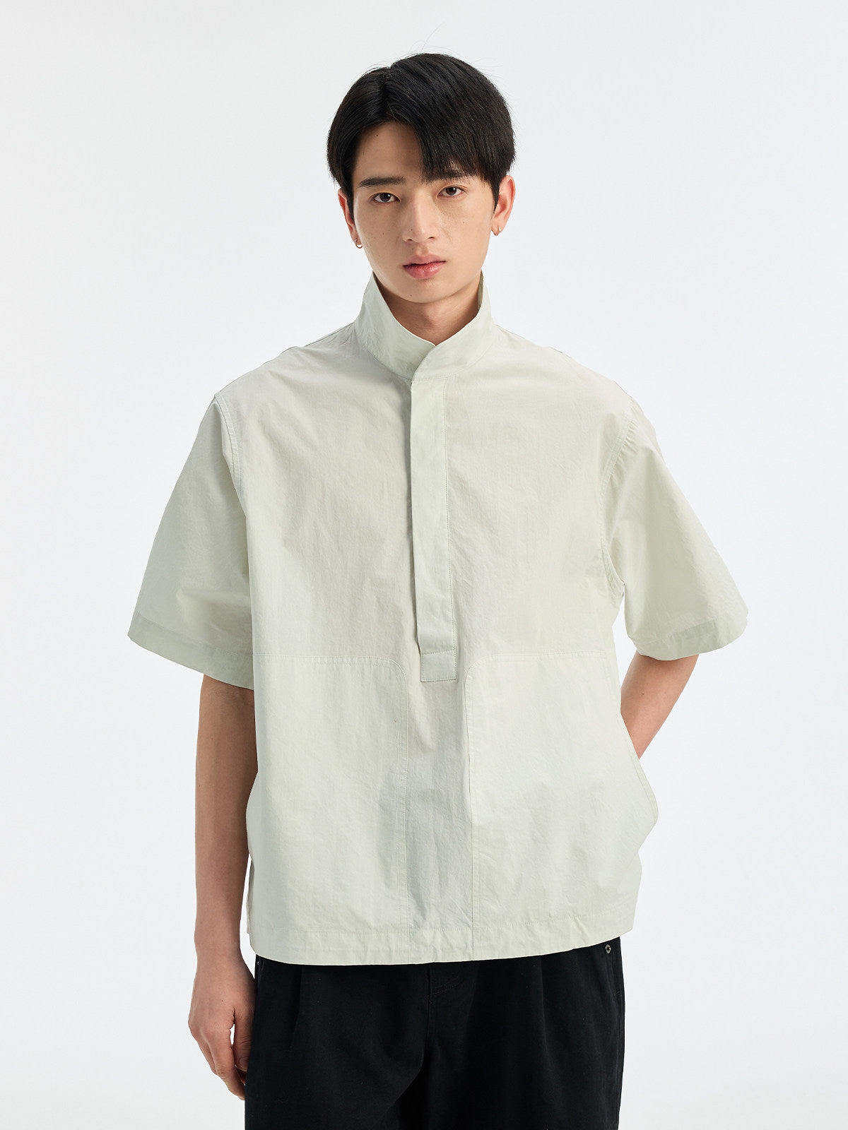 BUTTBILL SS26 80s High-Density Long-Staple Cotton Half-Placket Shirt