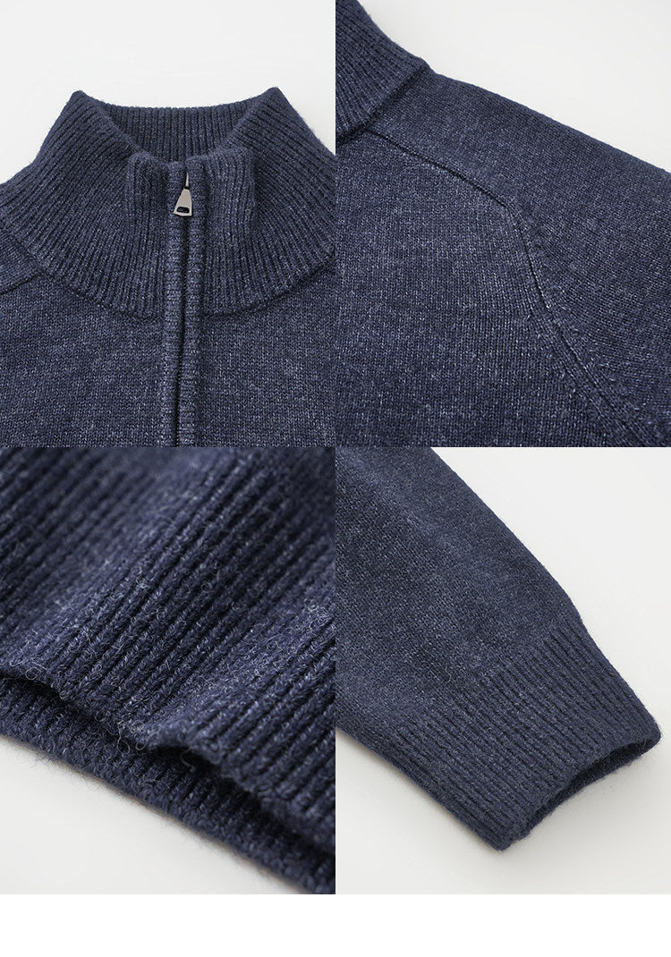 BUTTBILL Relaxed 9% Lambswool Half-Zip High-Neck Knit Sweater083