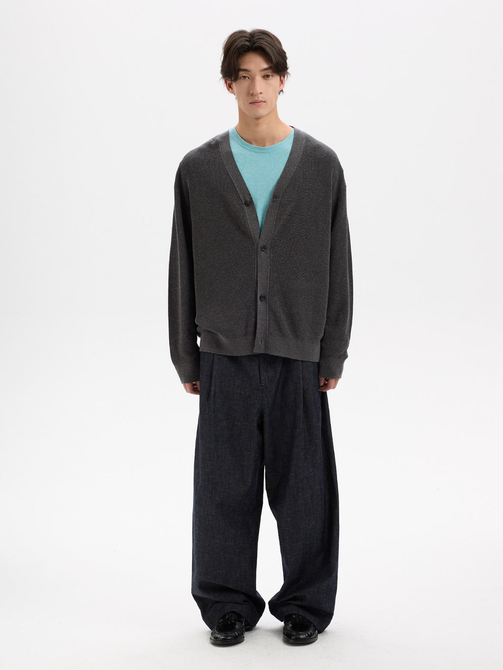 BUTTBILL Unisex Cotton-Linen-Lyocell Blend Single-Pleated Relaxed Trousers