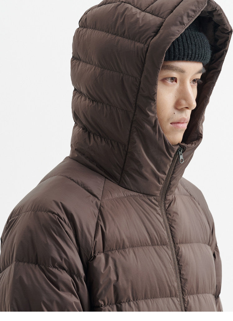 BUTTBILL FW25 Men's Lightweight 90% White Duck Down Hooded Channel Jacket061