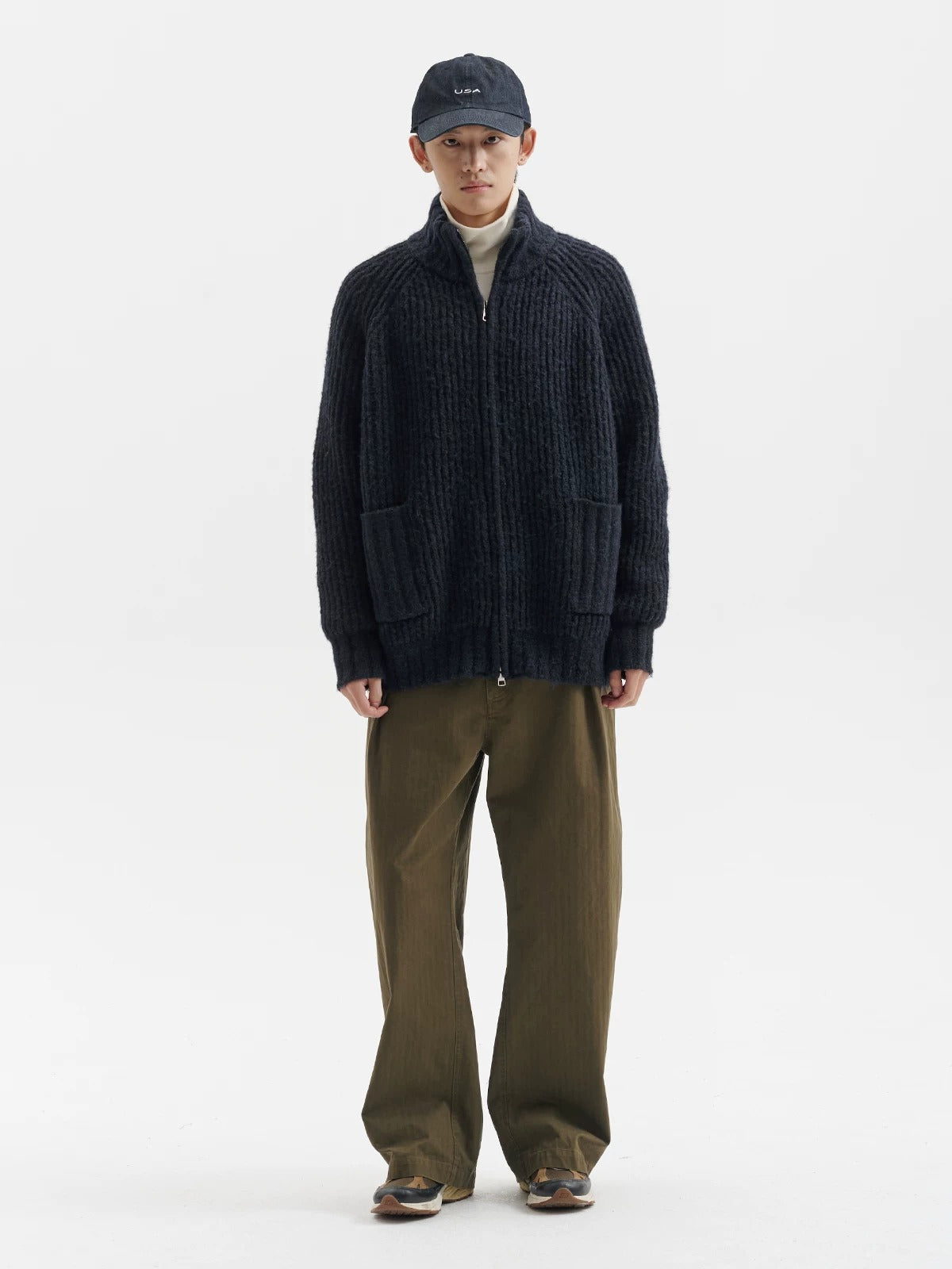 BUTTBILL Unisex Heavyweight Fisherman's Rib Relaxed Cardigan084