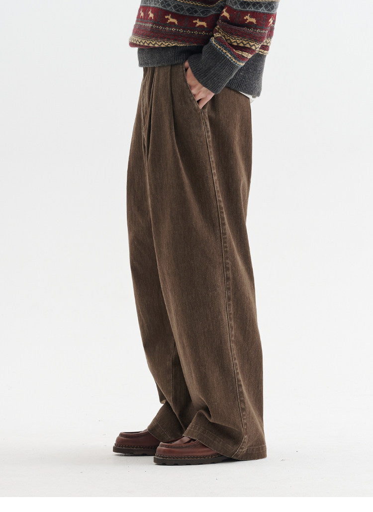 BUTTBILL FW25 Unisex Enzyme-Washed Pleated Relaxed Trousers056