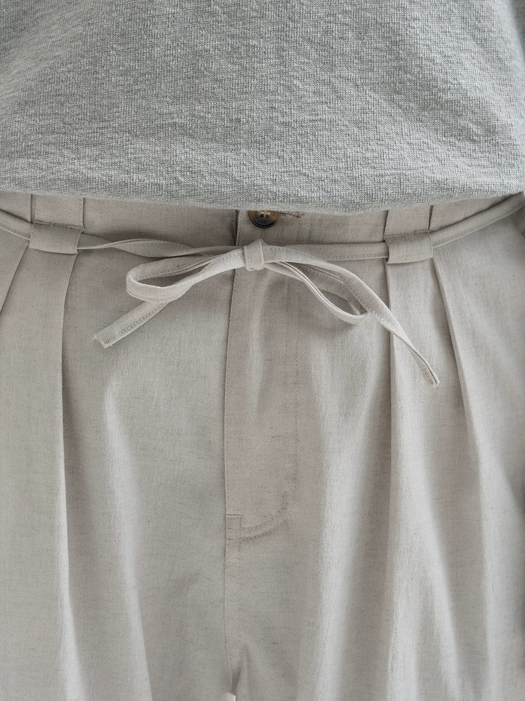 BUTTBILL Unisex 20% Sorona® Cotton-Linen Double-Pleated Extended-Waist Trousers116