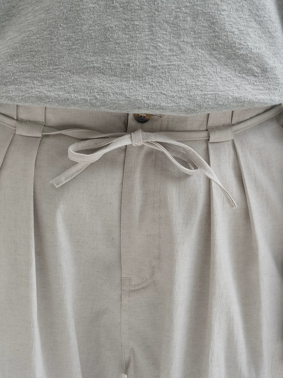 BUTTBILL Unisex 20% Sorona® Cotton-Linen Double-Pleated Extended-Waist Trousers116