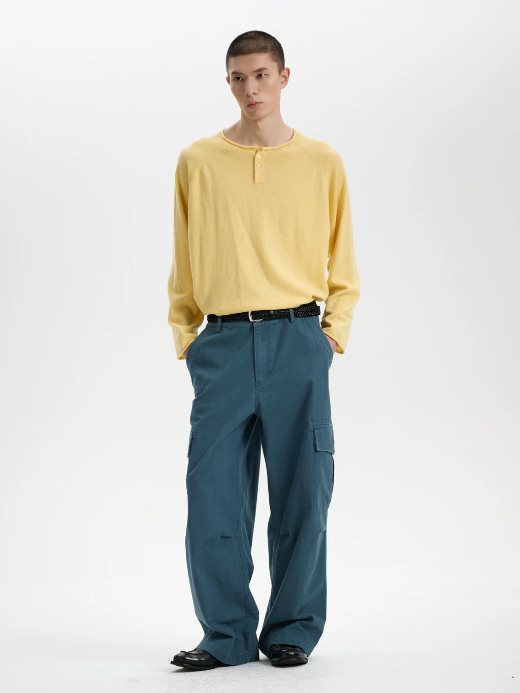 BUTTBILL Vintage Enzyme-Washed Cotton Cargo Pants – Relaxed Straight-Leg Multi-Pocket Workwear Trousers#124