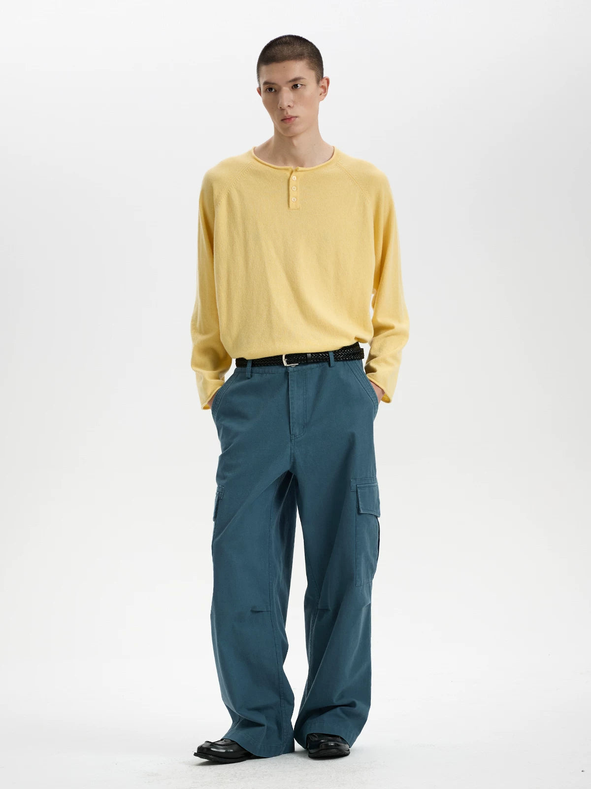 BUTTBILL Vintage Enzyme-Washed Cotton Cargo Pants – Relaxed Straight-Leg Multi-Pocket Workwear Trousers#124