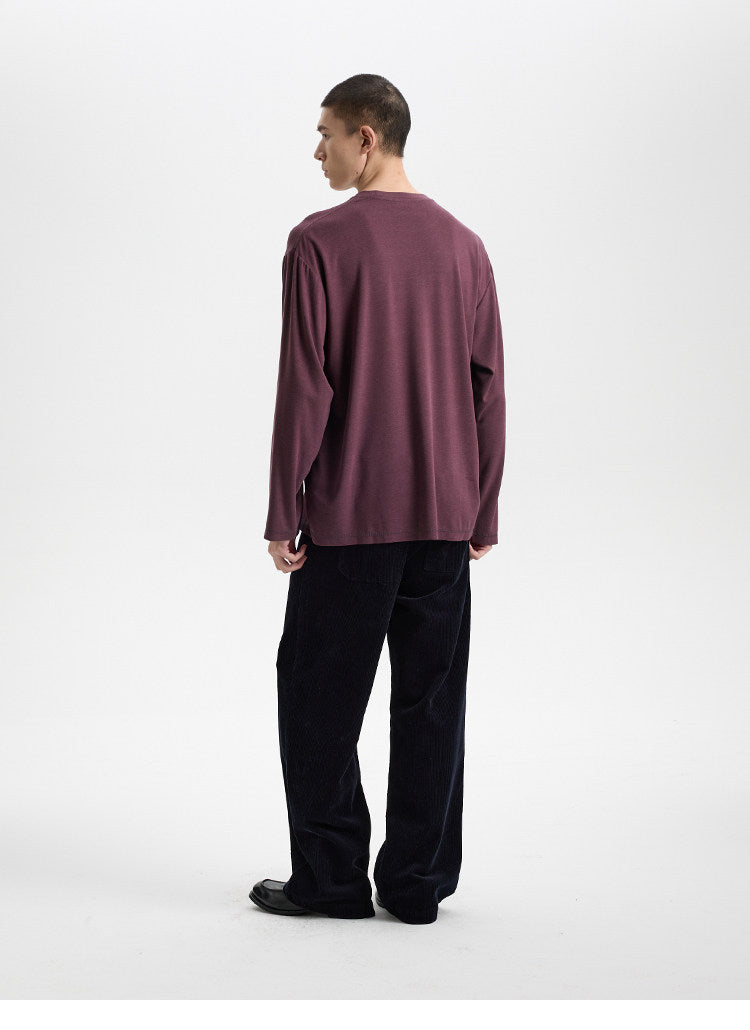 BUTTBILL Vintage Relaxed Textured Crewneck Knit Top – Soft Long Sleeve Unisex Sweater#119