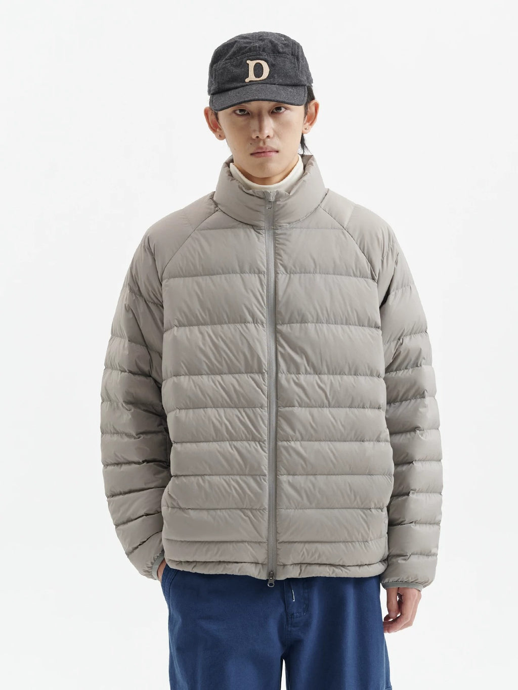 BUTTBILL FW25 Men's 90% White Duck Down Lightweight Channel-Quilted Jacket with Stand Collar051