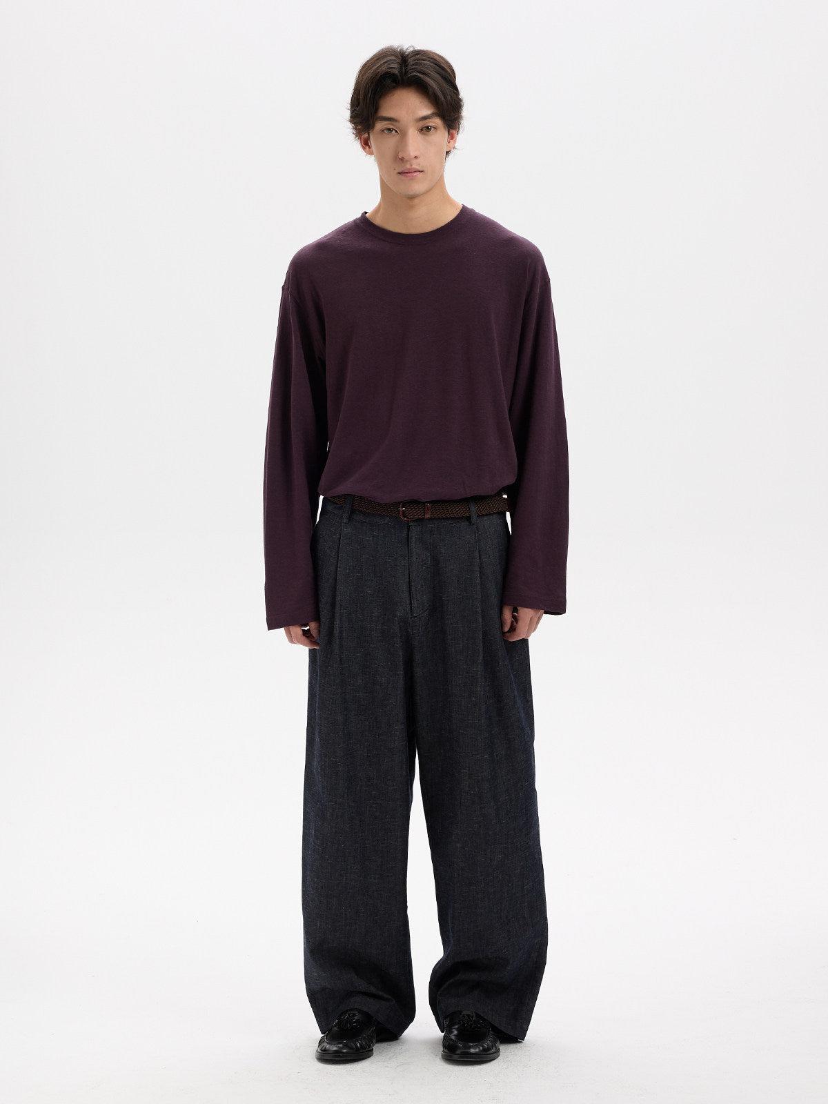 BUTTBILL Unisex Relaxed Hemp Crewneck Long-Sleeve Staple Tee