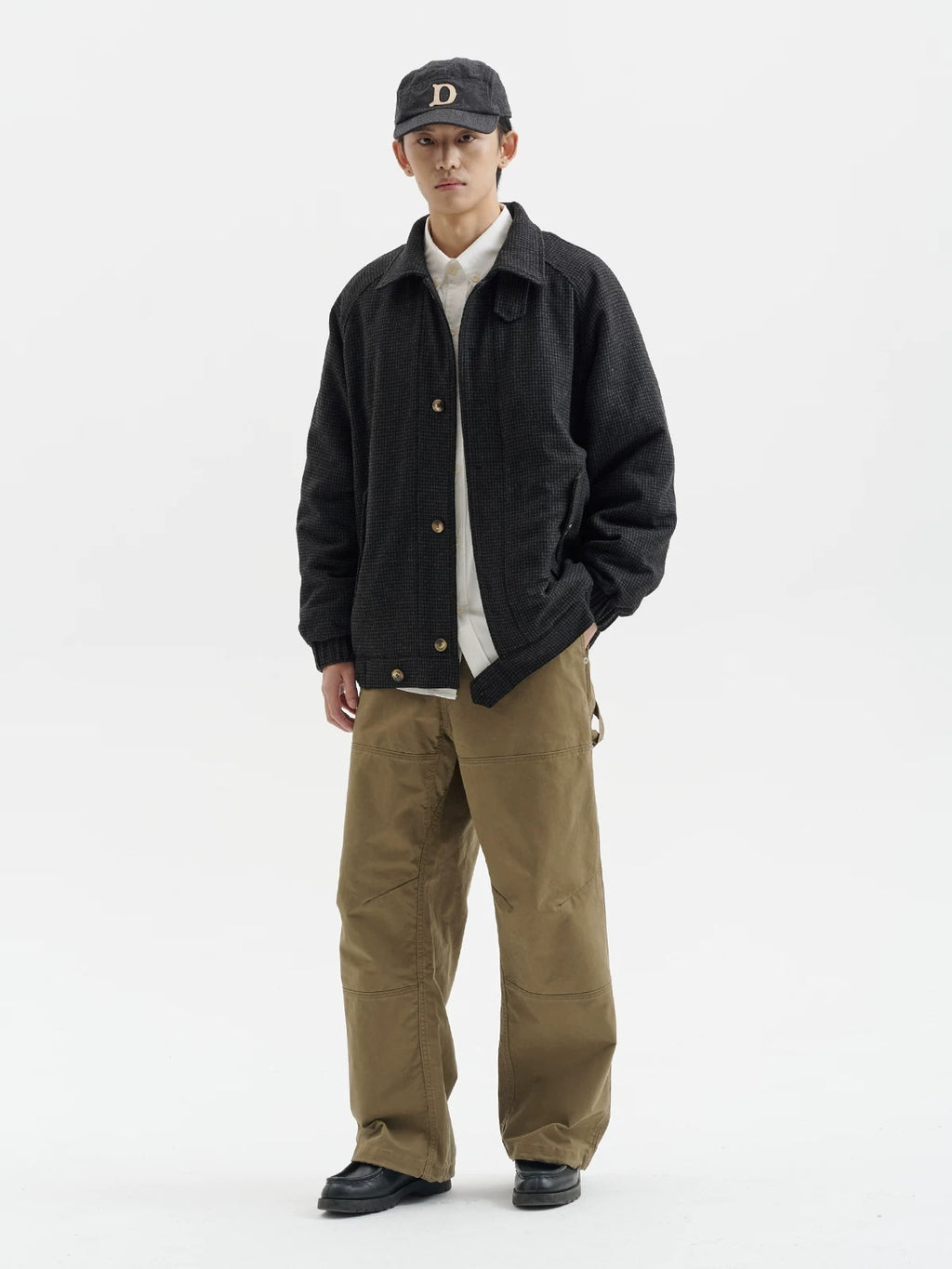 BUTTBILL Unisex Enzyme-Washed Cotton Twill Paneled Utility Trousers060