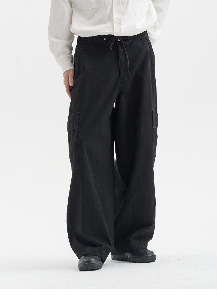 BUTTBILL Men's Heavyweight Cotton Canvas Wide-Leg Utility Trousers063