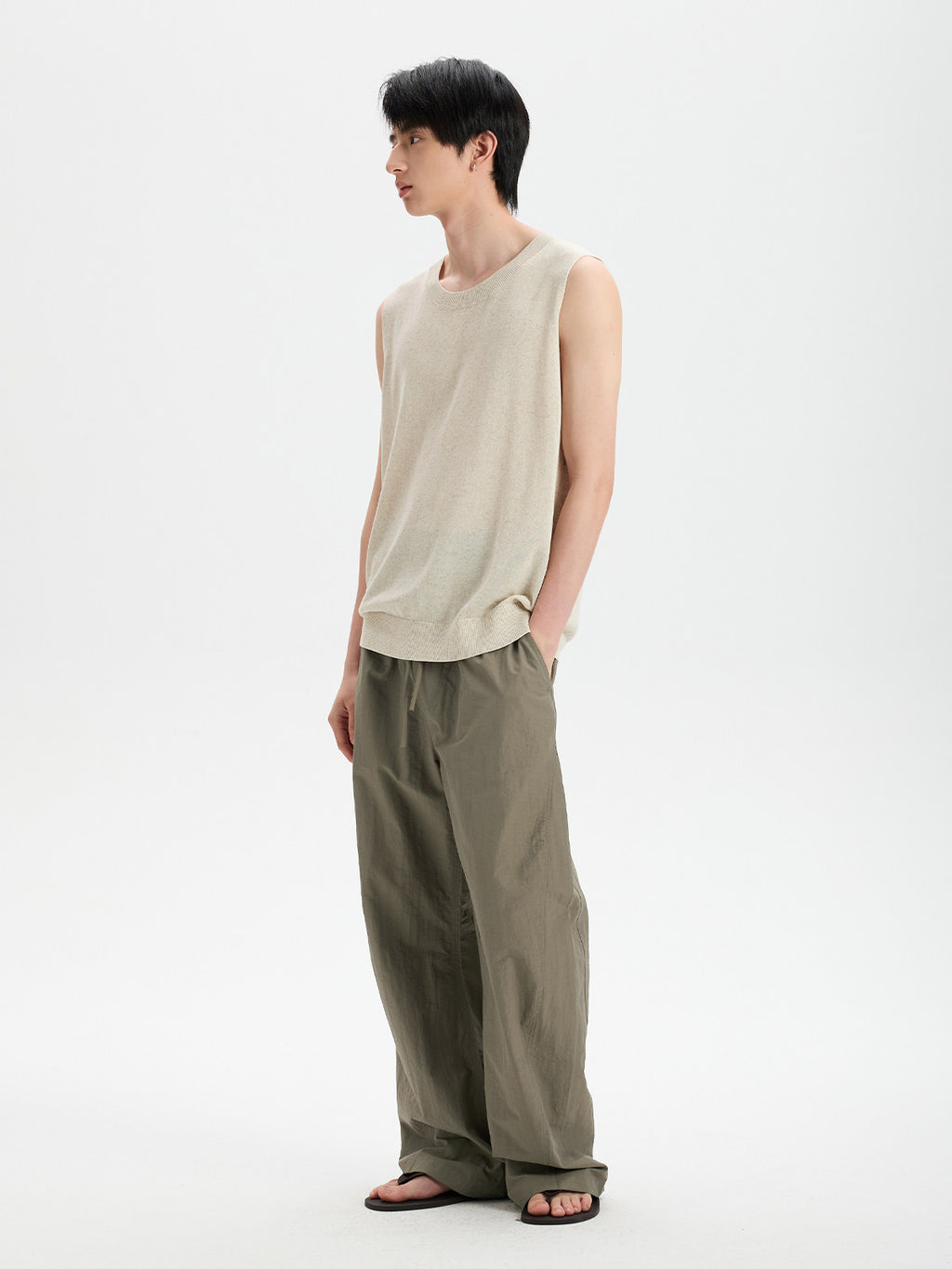BUTTBILL Classic Tencel-Linen Blend Crewneck Knit Vest