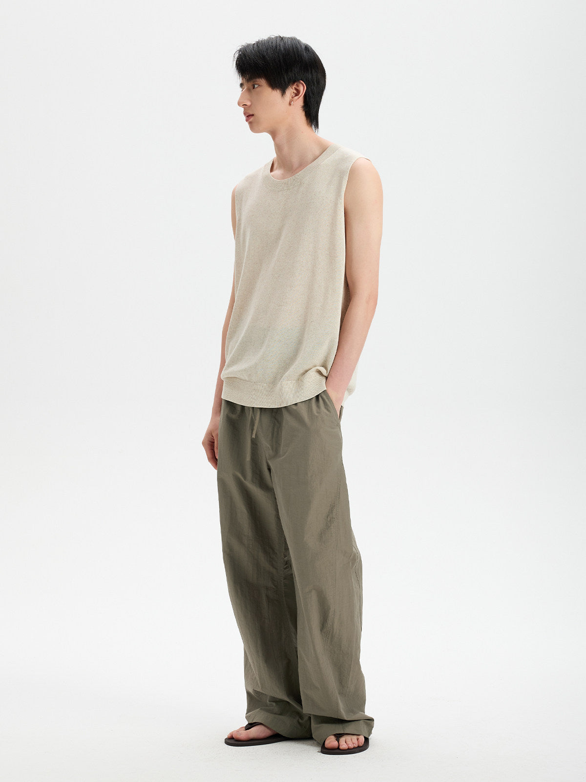 BUTTBILL Classic Tencel-Linen Blend Crewneck Knit Vest
