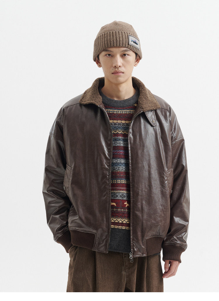 BUTTBILL FW25 Men's Heavyweight Faux Shearling Leather Thinsulate™ Jacket053