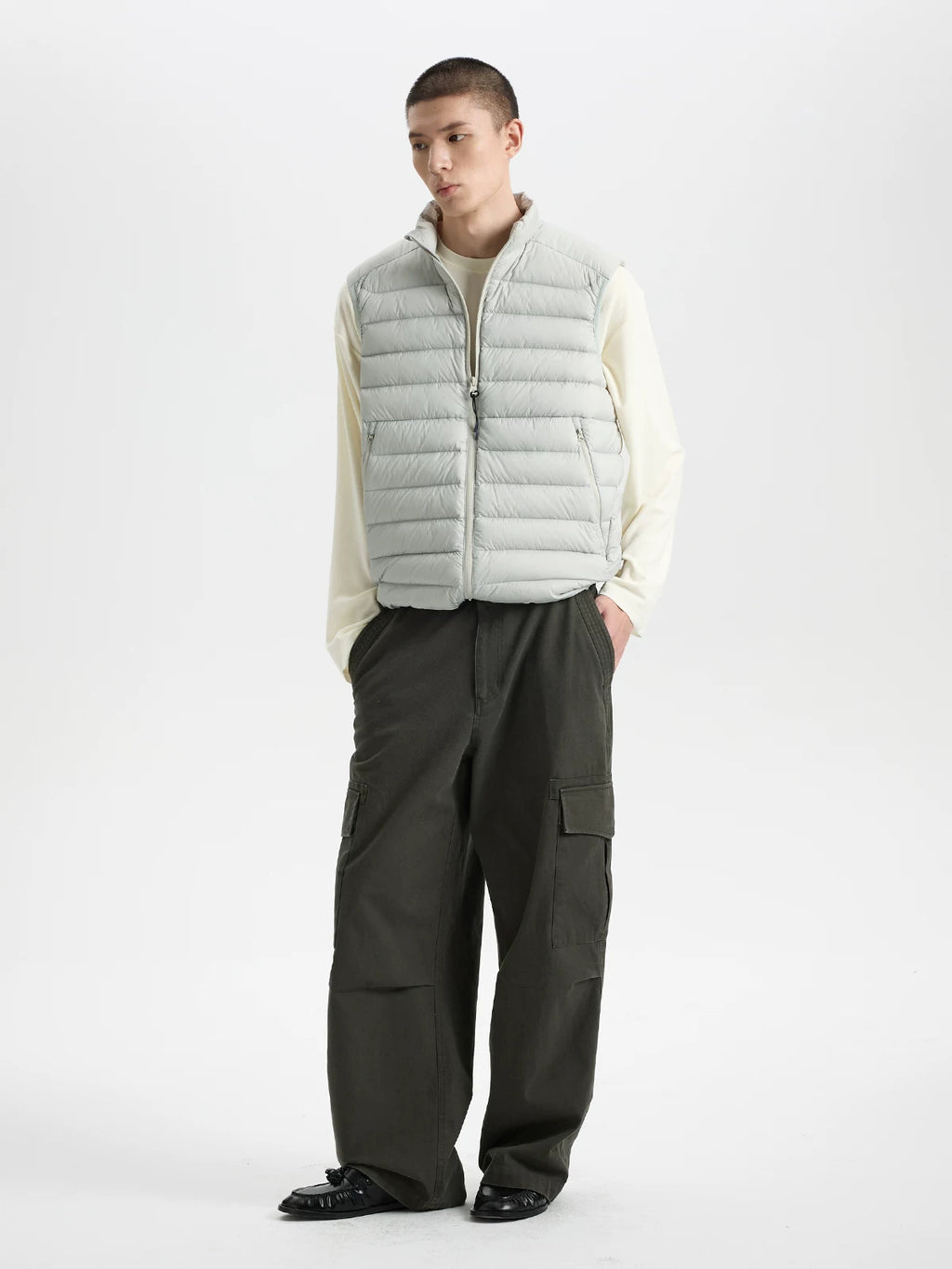 BUTTBILL Lightweight 90% White Duck Down Vest – Water-Repellent Quilted Stand Collar Puffer Gilet#137