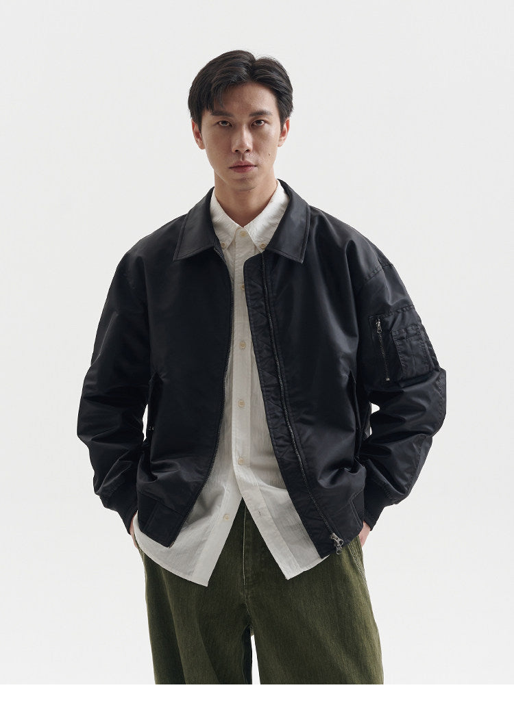 BUTTBILL Unisex Relaxed-Silhouette MA-1 Bomber Jacket with Utility Pockets087