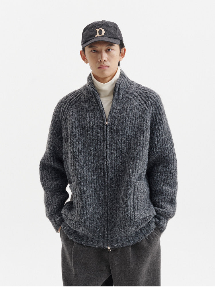 BUTTBILL Unisex Heavyweight Fisherman's Rib Relaxed Cardigan084